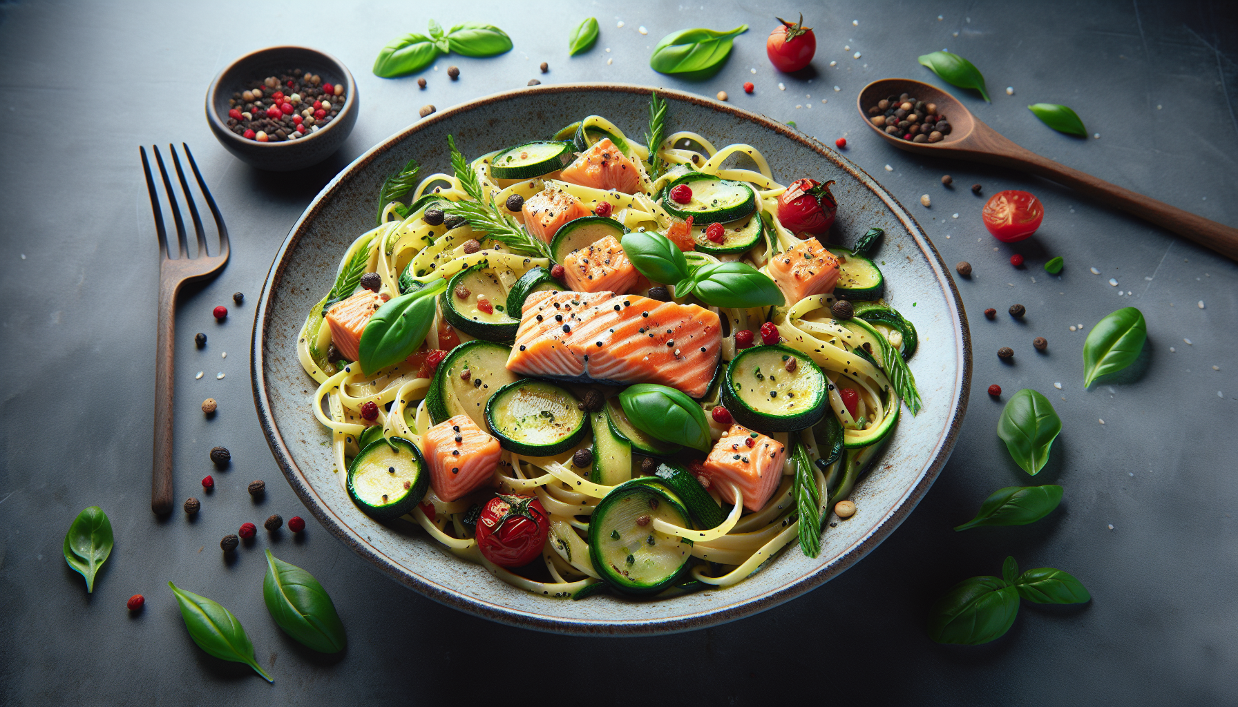 pasta zucchine e salmone